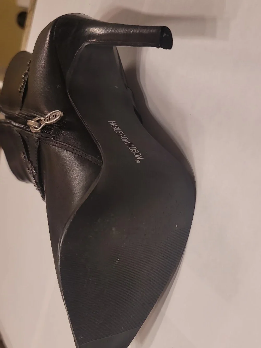 Rare Desiree Edition)Harley Davidson Size 8 Black Leather 4 inch Stiletto Heels